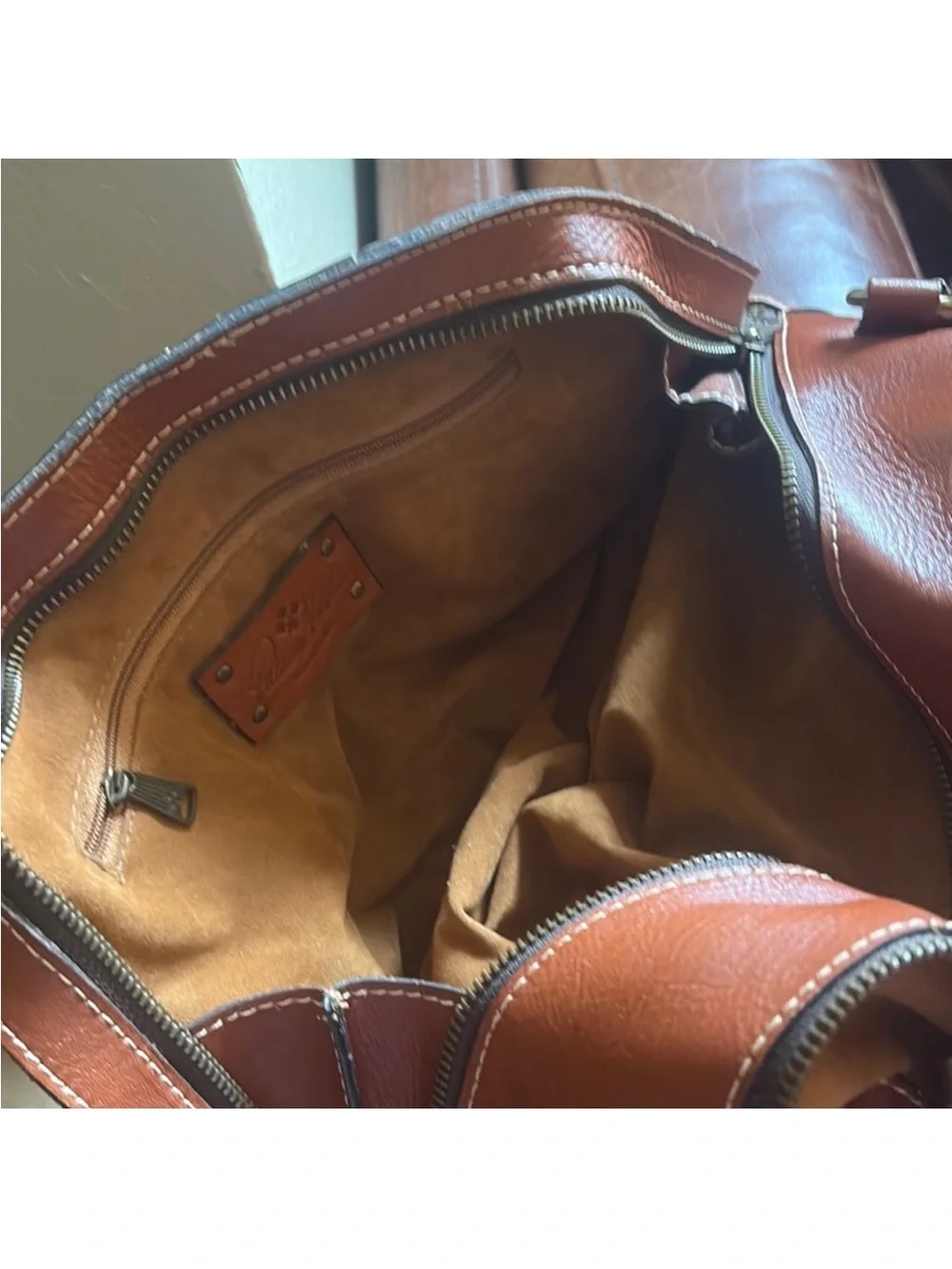 Patricia Nash rich brown Leather Tassel Satchel -